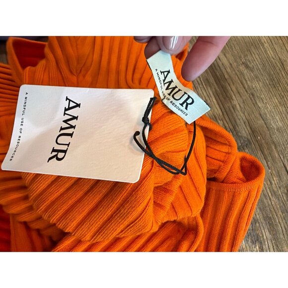 AMUR Araina Knit Cutout Halter Ombre Dip Dye Dress Pumpkin Puree Womens Size Sma - Picture 5 of 6